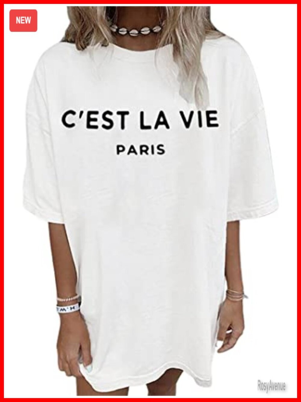 Oversized Vintage Graphic Tee C'est La Vie Paris Cotton Loose Short Sleeve